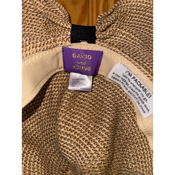 David and Young Sun Hat Womens One Size Beige Packable Wide Brim Floppy travel - Picture 6 of 7